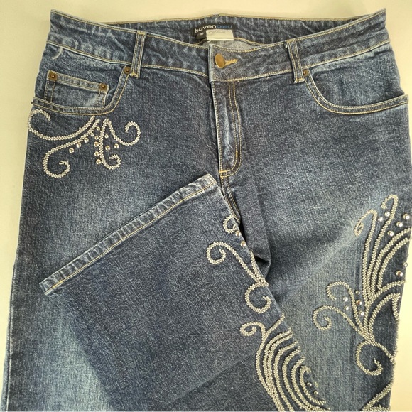 Havenbleu boot cut jeans with silver tone studded leg design - Picture 7 of 17